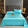 thumbnail image 1 of Summer Ice Silk Sheets, Satin Sheets Luxury Silky Satin Bedding,Summer Coolness Conditioned Mats Cool Sheets Wrinkle-free Single Piece Thin Bed Sheet Single Piece (Only Bed Sheet), 1 of 8