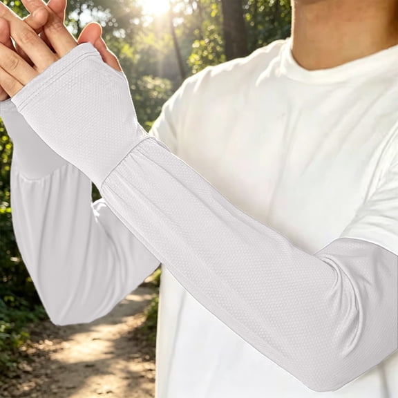 Summer Ice Silk Sun Protection Arm Sleeves - UPF 50+ Cooling UV Shield for Driving, Cycling & Outdoor Sports, Breathable, Sweat-Wicking Polyester Fabric with Thumb Holes