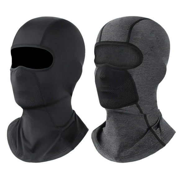 Summer Ice Silk Sunlight Protection Balaclava Face Masks, Breathable Neck Gaiter for Outdoor Sports, Motorcycle Accessories, 2 Pcs Set, Black & Dark Grey, Comfortable and Cooling
