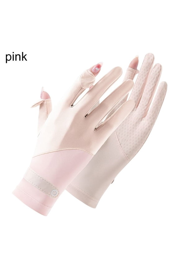 Summer Ice Silk Sunscreen Gloves Women Touch Screen Gloves Anti-UV Breathable Non Slip Riding Driving Gloves UV Protection Gloves Women Full Finger Touchscreen for Golf Driving Riding Fishing Hiking