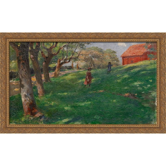 Summer Idyll 40x26 Large Gold Ornate Wood Framed Canvas Art by Georg Pauli
