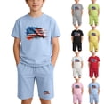 thumbnail image 1 of Auroural Summer Independence Day Print Eagle Print Set for Boys and Girls Casual and Fashionable Shorts Two-Piece Set 4Th Of July Outfits for Toddler Girls 5T, 1 of 9