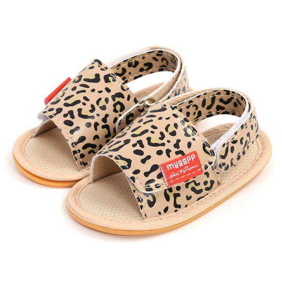 Summer Infant Baby Boys Girls Sandals PU Leather Casual Leopard Shoes Anti-Slip Soft Sole Newborn Prewalker First Walking Shoes 0-18M