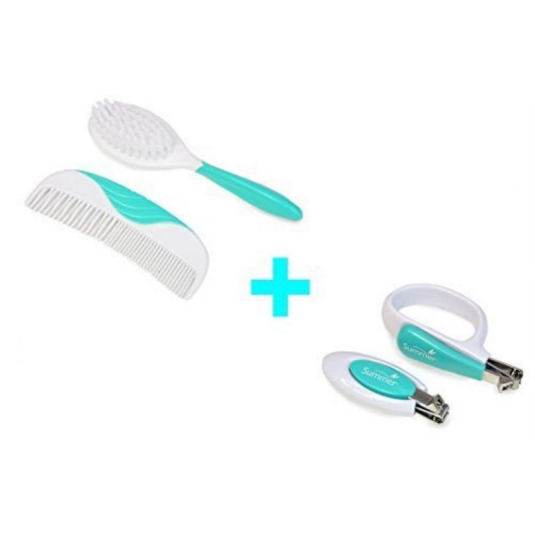 Summer Infant Brush and Comb Nail Clipper Set, Teal/White