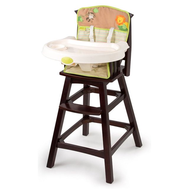 Summer Infant Classic Comfort Wood High Chair, Swingin' Safari