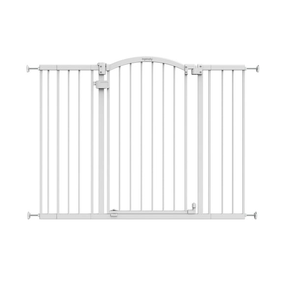 Summer Infant Extra Tall & Wide Safety Pet and Baby Gate, 29.5"-53" Wide, 38" Tall, Pressure or Hardware Mounted, Install on Wall or Banister in Doorway or Stairway, Auto Close Walk-Thru Door - White