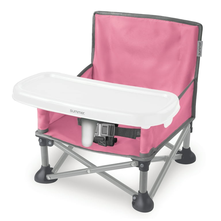 Summer Infant Pop n Sit SE Booster Chair Sweet Life Edition Booster Seat for Indoor Outdoor Use Fast Easy and Compact Fold Bubble Gum Color