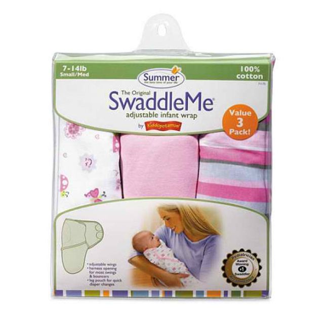 Summer Infant SwaddleMe Cotton Knit 3Pack, Small/Medium, Girly Bug