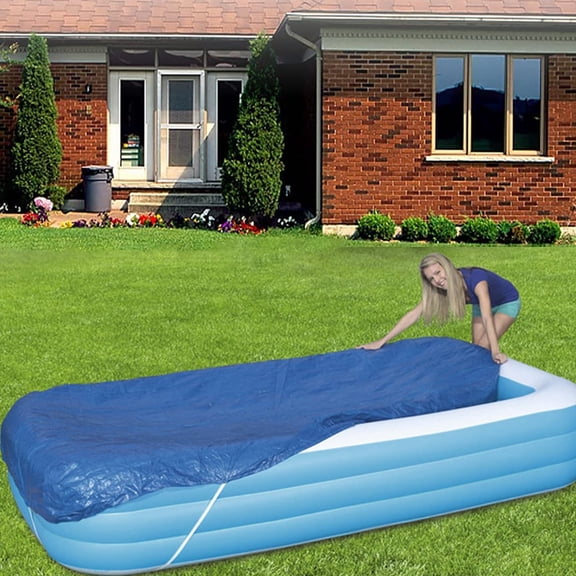 Summer Inflatable Pool Cover, 120" x 72" Easy to Install, Waterproof and Dustproof, Anti-Leaves and Debris Falling, Tear-Proof and Tight Fit, Outdoor Family Pool
