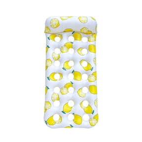 Summer Inflatable Pool Raft, 64.96 x 29.53 inches, designed for summer pool relaxation and fun. Suitable for all genders and ages, for pool parties and water parks.,Lemon