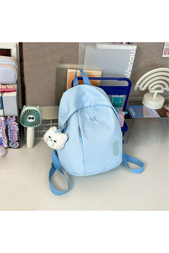 Summer Ins Preppy Style Color Backpack for Women All-Matching Small Schoolbag Travel Mini Backpack(Blue)