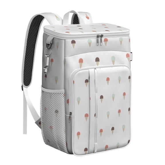Summer Insulated Cooler Backpack with Food Pattern - 20L Leakproof Soft Cooler Bag for Ice Cream, Dessert & Sweet Treats, Perfect for Beach & Picnic