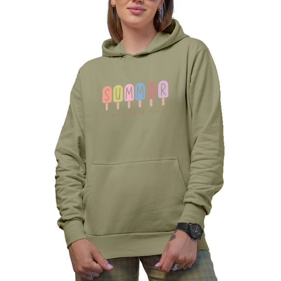 Summer Is a State of Mind with Popsicle Art Merch Gift, Sand Hooded Sweatshirt or Hoodie, 3XL