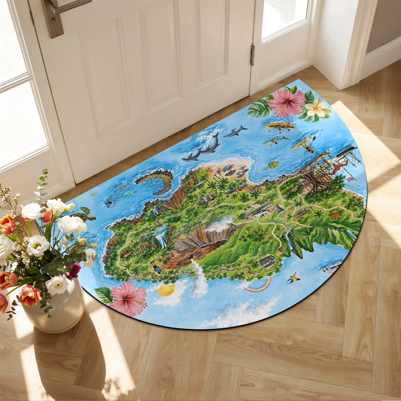 Summer Island Half Round Diatomaceous Earth Doormat, 18