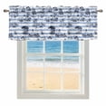 thumbnail image 1 of Summer Island Window Valance for Kitchen, Ocean Lighthouse Tropical Plants Blue Stripes Rod Pocket Short Curtain for Small Windows, Light Filtering Decorative Valance, 42 x 12 Inch, 1 of 9
