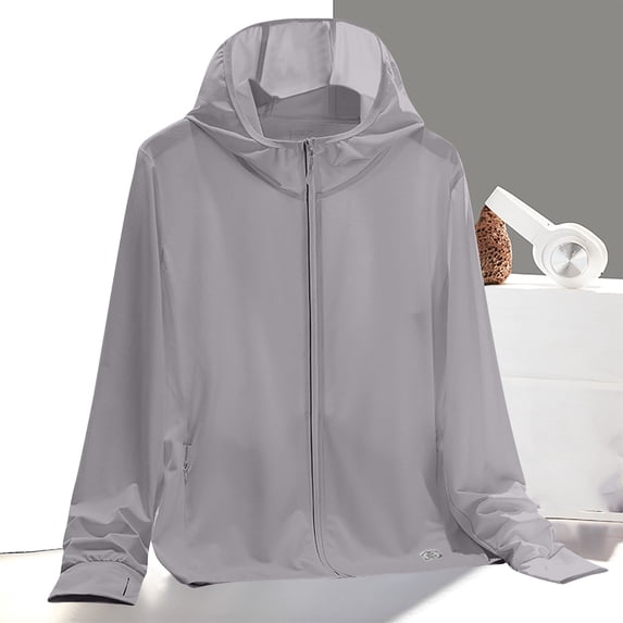 Summer Jackets For Women Summer Lightweight Reflective Solid Color Breathable Hooded Sun Protection Jacket For Nighttime Outdoor Activities Light Jackets For Women