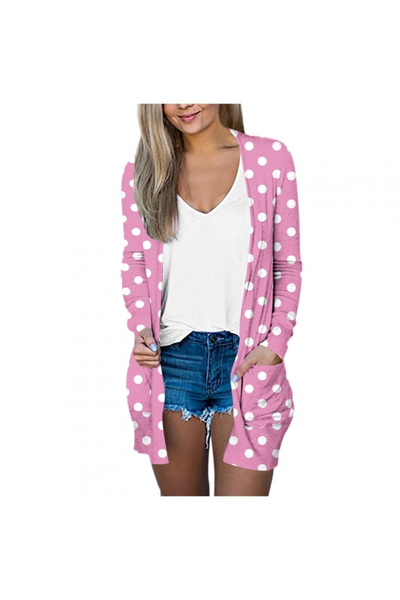 Summer Jackets for Women Casual New Cardigan Sweaters for Women Lightweight Open Front Long Sleeve Casual Loose Long Cardigan with Pockets Pinky XL