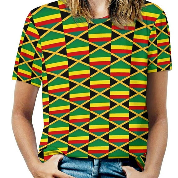 Summer Jamaica Jamaican Flag T Shirts Casual T Shirt Womens ShortSleeve Pretty Over Tee Shirt Design Tops Birthday Present