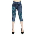 thumbnail image 1 of Summer Jean High Waisted Capri Cargo Pants for Women Blue Seven Elastic Women's Hollow Out Printed Waist Like, 1 of 2