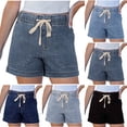 thumbnail image 1 of Summer Jean Shorts For Womens Plus Size Fashion Loose Drawstring Denim Shorts with Pockets Trendy Shorts, 1 of 8