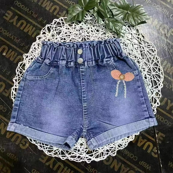 Girls Denim Shorts Stretchy Mid High Waisted Summer Casual Fashion Preppy Petite Ripped Loose Fit Petite Short Jeans