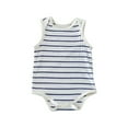 thumbnail image 1 of Summer Jumpsuit For Toddler Sleeveless Stripes Tank Top Breathable Comfy Lightweight One Piece Oneises Bodysuit (0 Months, Blue), 1 of 3