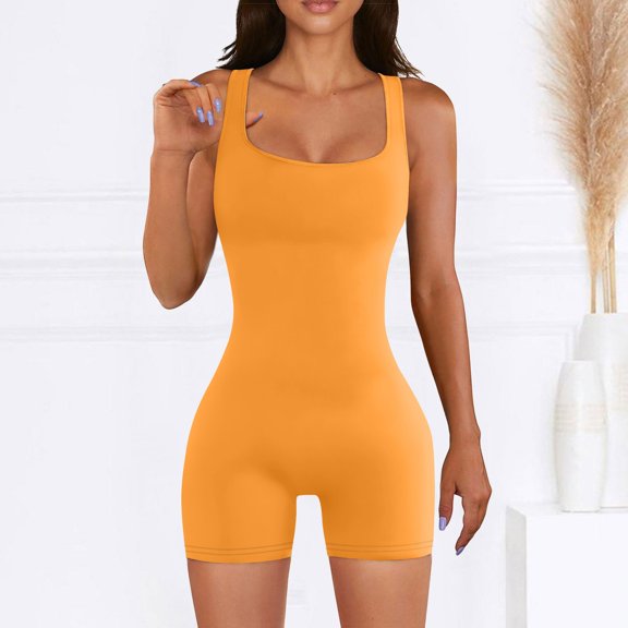 Summer Jumpsuit for Women,Summer Jumpsuits for Women,Spring And Summer Solid Elastic Sleeveless Zipper Short Jumpsuit Yoga Shorts,Short Shorts for Women