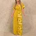 thumbnail image 1 of Summer Jumpsuit for Women Casual Collared Button down Camo Jumper Elastic Waist Wide Leg Long Pant Fashion Romper, Yellow, XXXXL, 1 of 6
