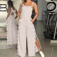 thumbnail image 1 of Summer Jumpsuits for Women Casual Fashion Plus Size Overalls Jumpsuit Loose Sleeveless Adjustable Straps Bib Wide Leg Outfits With Pockets Gift for Women Up to 65% off!, 1 of 6