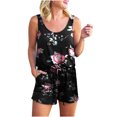 thumbnail image 1 of Summer Jumpsuits for Women Casual Comfy Round Neck Sleeveless Tank Tops Drawstring Shorts Rompers with Pockets, 1 of 6