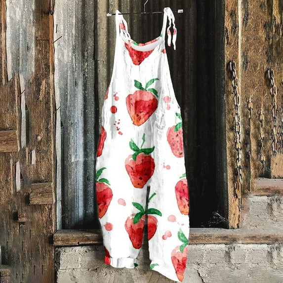 Summer Jumpsuits for Women Casual Plus Size Loose Print Lace Up Pants Wide Leg Pocket Jumpsuit 50% off Clearance!