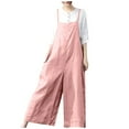 thumbnail image 1 of Summer Jumpsuits for Women Sleeveless Adjustable Straps Cotton Linen Rompers Casual Baggy Wide Leg Pants Overalls, 1 of 4