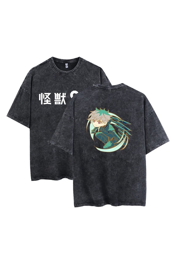 Summer Kaiju No. 8 Anime T-Shirt Retro Old Round Neck Short Sleeve Top