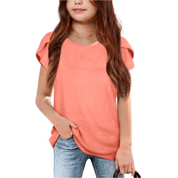 Summer Kids Casual Short Sleeved T-Shirt Simple Style Girls Children Tops