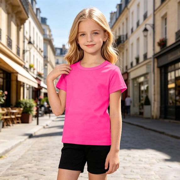 Summer Kids Casual Solid Short Sleeve T Shirt And Shorts For Girls Outfits Baby