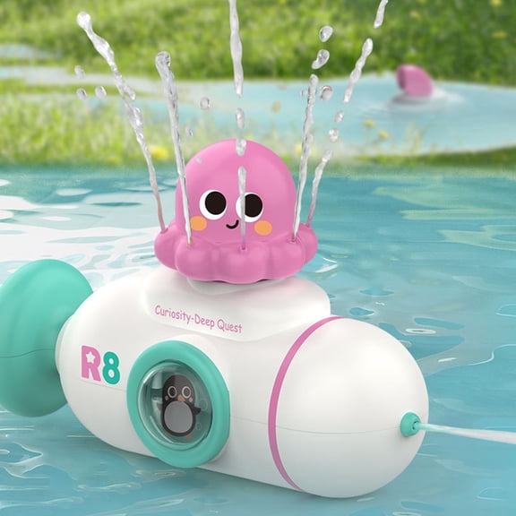 Summer Kids Pull Type Submarine Water Toy, Bath Squirt Gun for Toddlers Pool Beach Fun for Boys Girls,White