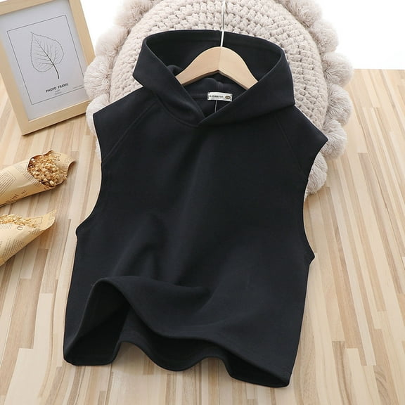 Summer Kids Tank Tops Undershirts for Girls Lightweight Sleeveless Tees Trendy Hoodies for Active Play Comfortable Casual Shirts for All-Day Wear