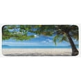 thumbnail image 1 of Summer Kitchen Mat, Tropical Beach Ocean Behind Palm Tree Caribbean Exotic Holiday Image, Plush Decorative Kitchen Mat with Non Slip Backing, 47" X 19", Fern Green Sky Blue, by Ambesonne, 1 of 1
