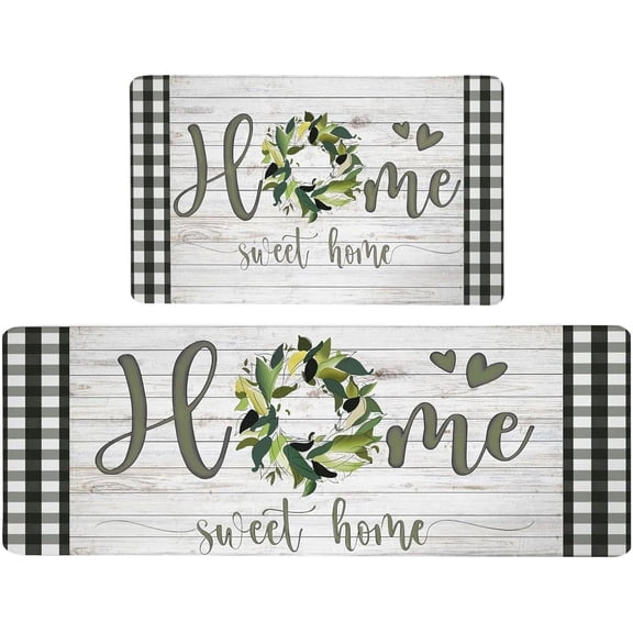 Summer Kitchen Mats Set of 2, Bee Day Sunflower Kitchen Rugs Mats with Bee Gnomes Sunflowers Washable Non Slip Kitchen Laundry Floor Mats for Home Decorations (Set K)