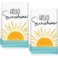thumbnail image 1 of Summer Kitchen Towel 18 x 26 Inch Hello Sunshine Sun Dish Towel Sunrise Ocean Hand Drying Tea Towel Cooking Baking Cloth for Hawaii Party Home Kitchen Supplies, 2Pcs, 1 of 6