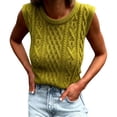 thumbnail image 1 of Summer Knit Tank Top for Women - Lazy Round Neck Sleeveless Fashion Shirt Matcha Green L, 1 of 5