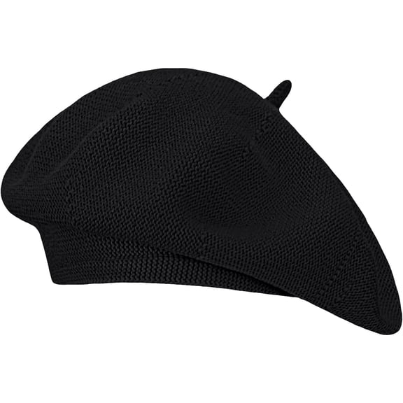Summer Knitted Thin Beret Hat for Women Slouchy Hat French Style Loose Soft Solid Color