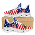 thumbnail image 1 of Summer Lace-up Air Cushion Sneakers American Eagle USA Flag Print Mesh Running Shoes for Womens Mens Round Toe Flats, 1 of 7