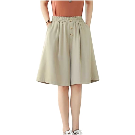 Summer Ladies' Comfortable Solid Color Casual Shorts with Elasticated Waist, Lightweight