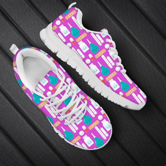 Summer Ladies Lace Up Sport Jogging Running Shoes For Women 2023 Sneakers Nurse Walk Casual Shoes Doctor Print Red Womens Flats