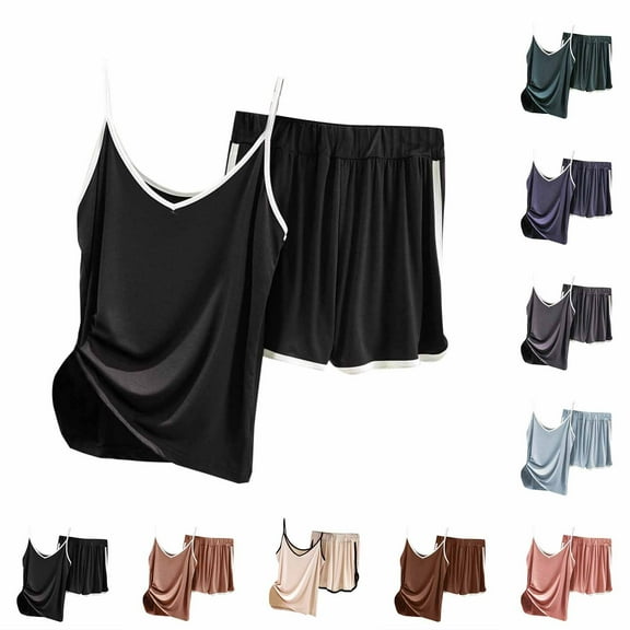 Summer Ladies Nightwear Akafmk Women's Pajama Sets,Cotton Pajamas for Women Set,Women Fashion Plus Size V-neck Ruffled Shorts Home Service Suit Pajama Suit