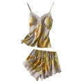 thumbnail image 1 of Ladies Nightwear Akafmk Women's Pajama Sets, Silk Pajamas for Women Set, Ladies' Printed Lace Adjustable Camisole Shorts Pajama Set, 1 of 3
