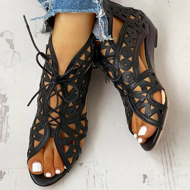 Fashion Summer Ladies Sandals Women's Roman Shoes Flat Open Toe Sandals  Fashion Casual Shoes Sandalias De Verano Para Mujer#py（#Black） @ Best Price  Online