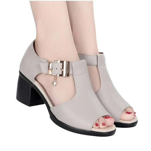 Summer Ladies Shoes Fish Mouth Thick Heel Casual Soft Bottom Women's Sandals