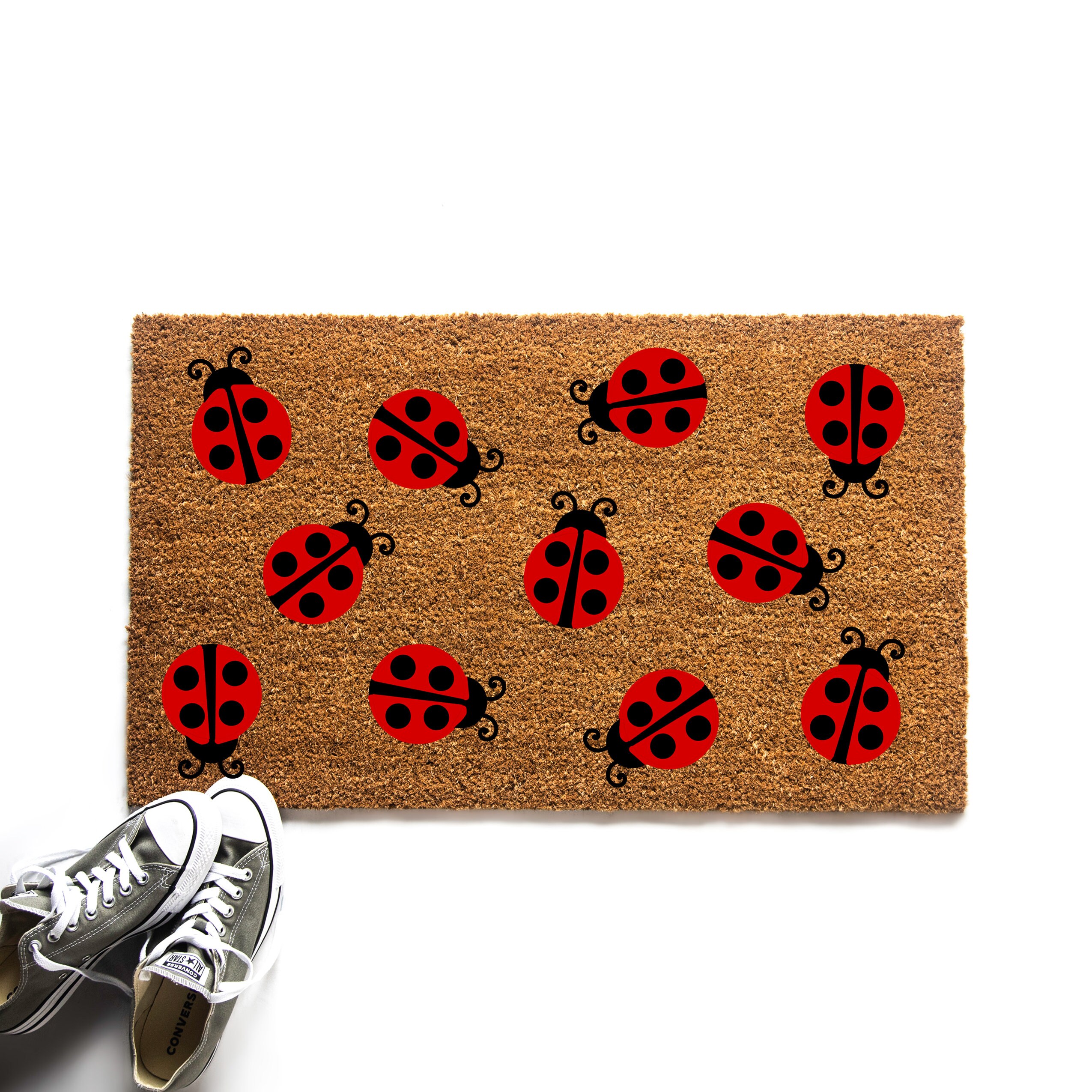 Summer Lady Bug Decor Outdoor Doormat LowProfile Water absorption Mats
